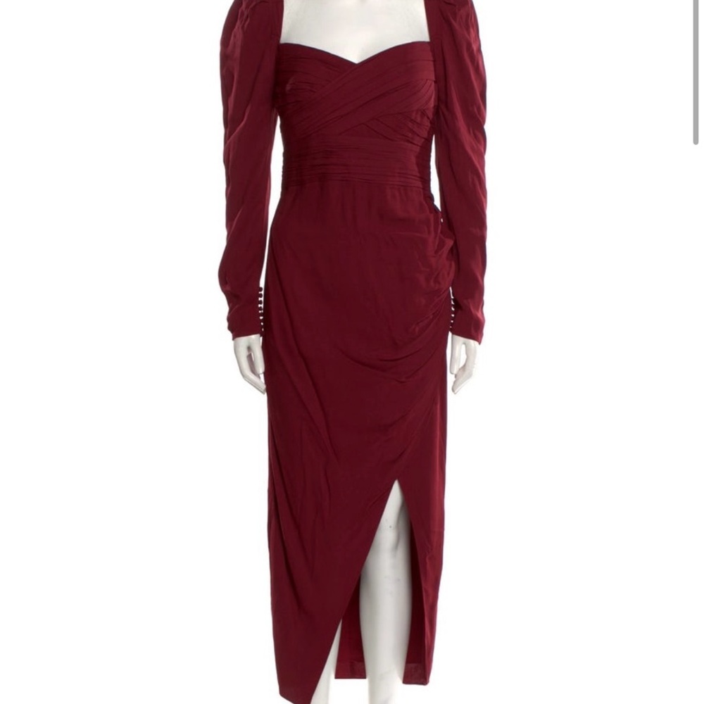 Self-Portrait Burgundy Long Sleeve Dress
